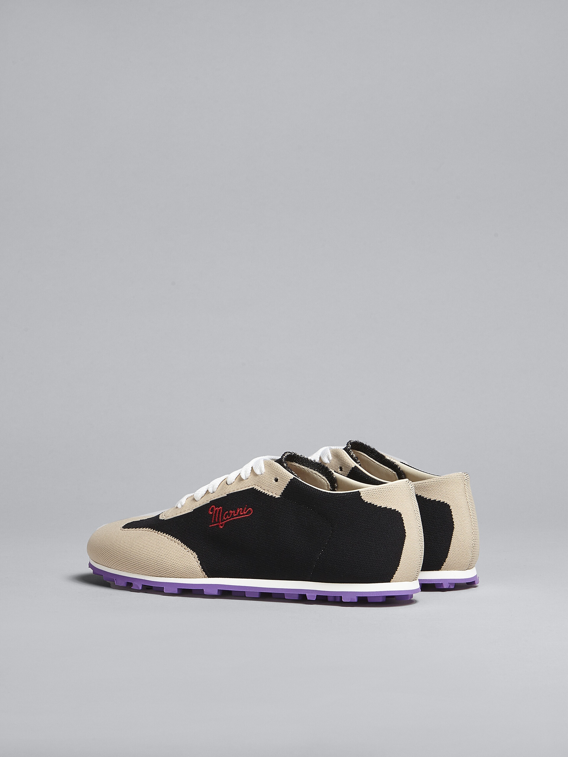BLACK AND BEIGE STRETCH JACQUARD PEBBLE SNEAKER - 3
