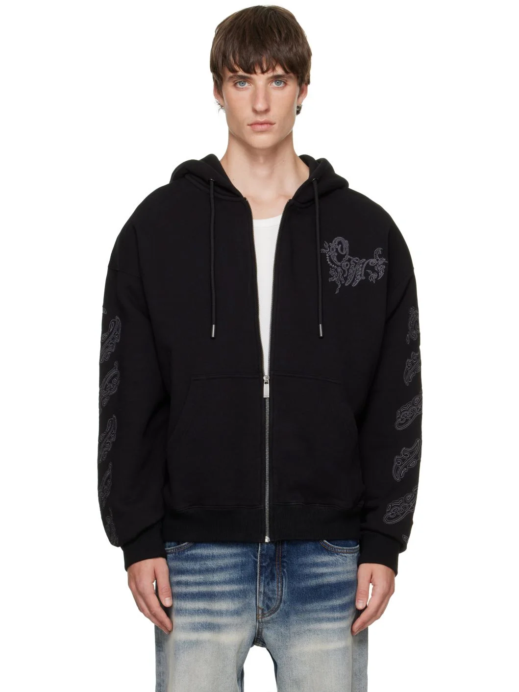 Black Paisley Skate Zip Hoodie - 1