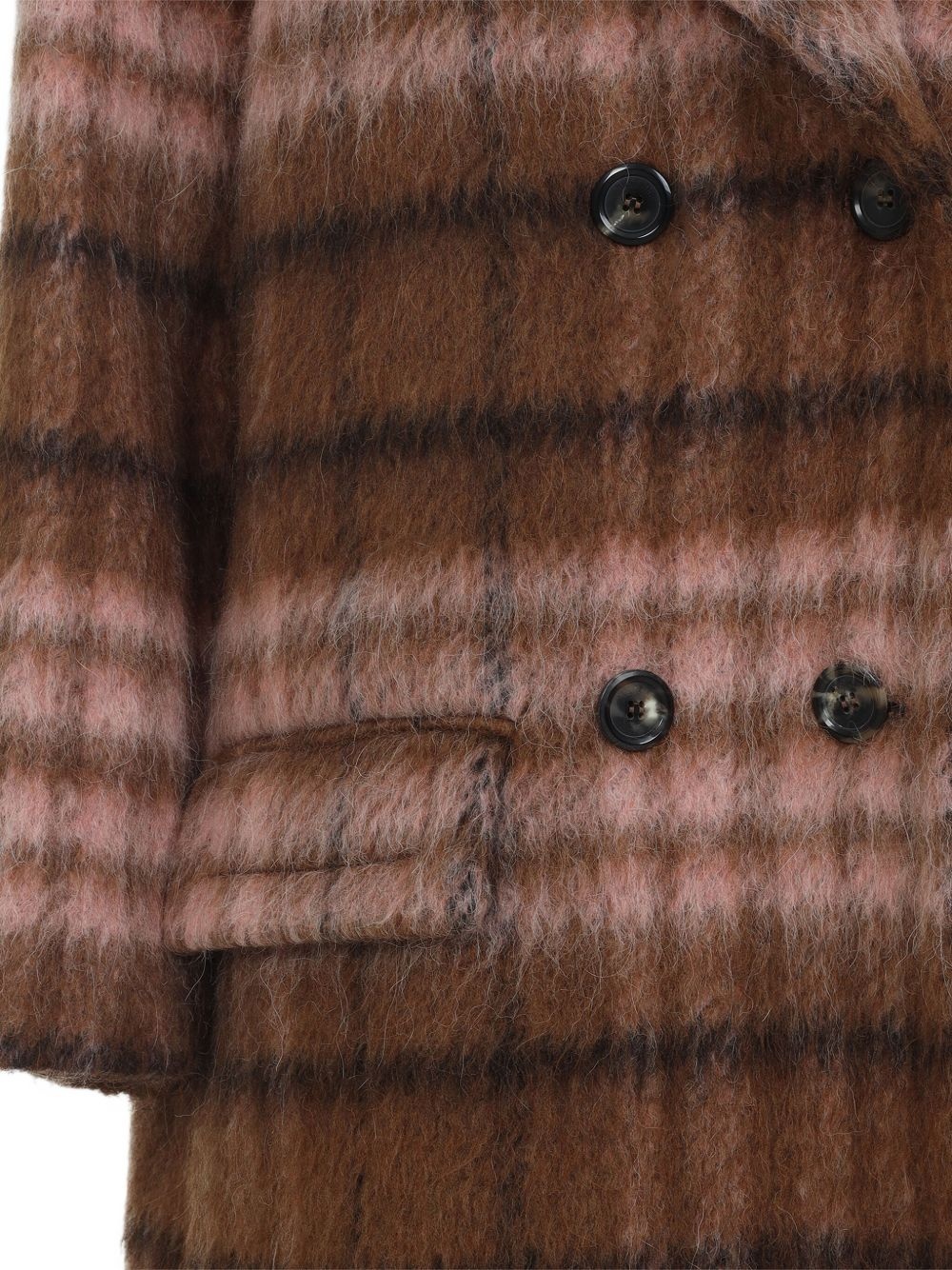 checked-pattern double-breasted coat - 3
