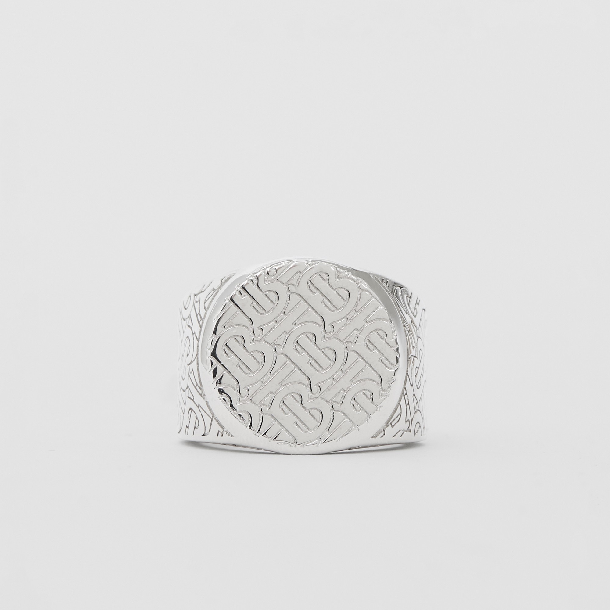 Monogram Motif Palladium-plated Signet Ring - 1