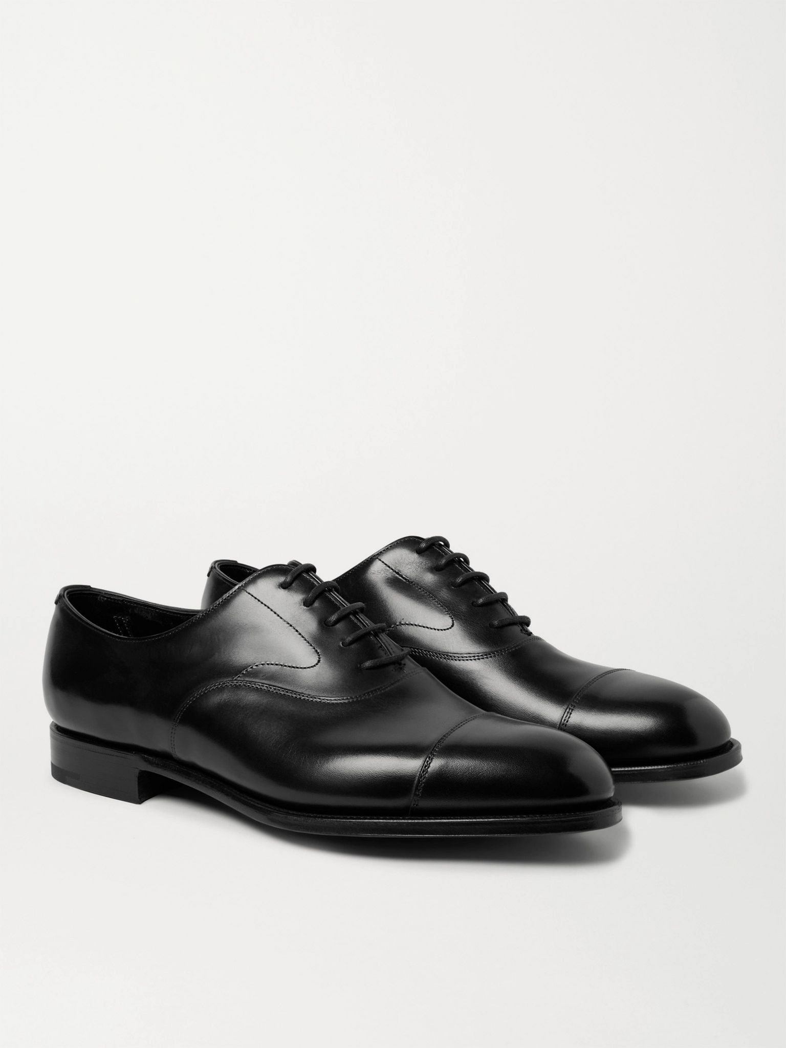 Chelsea Cap-Toe Burnished-Leather Oxford Shoes Black - 3