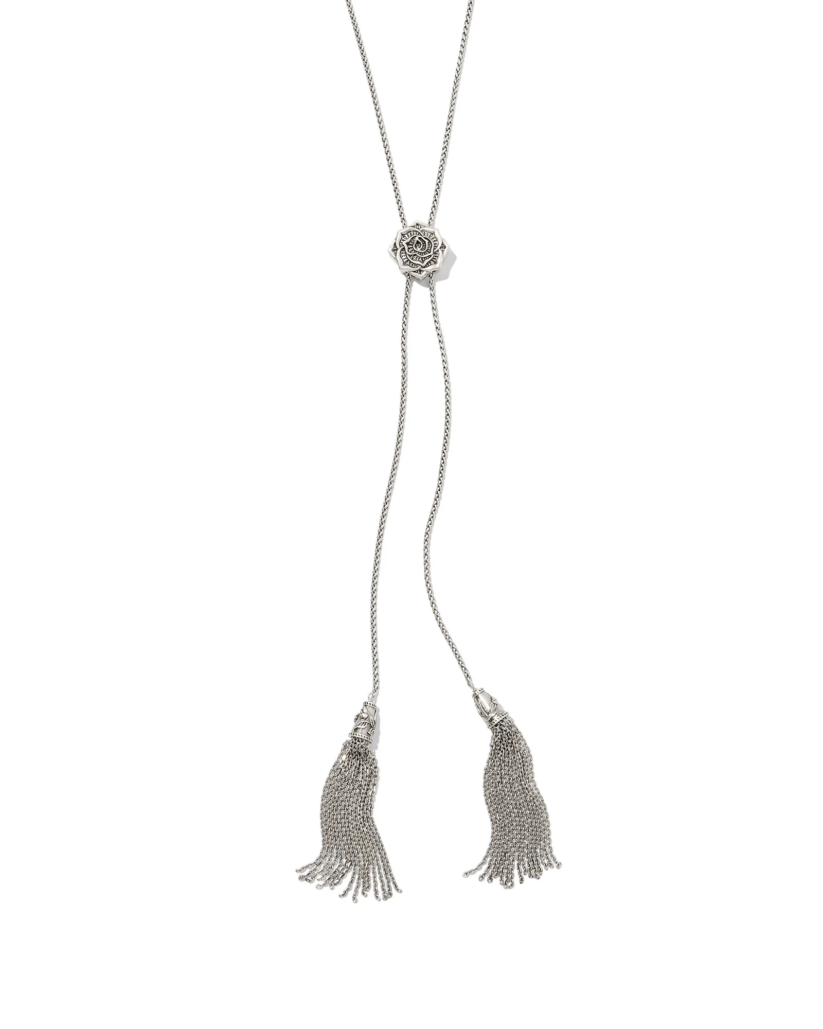 Ansel Rose Bolo Necklace in Vintage Silver - 1