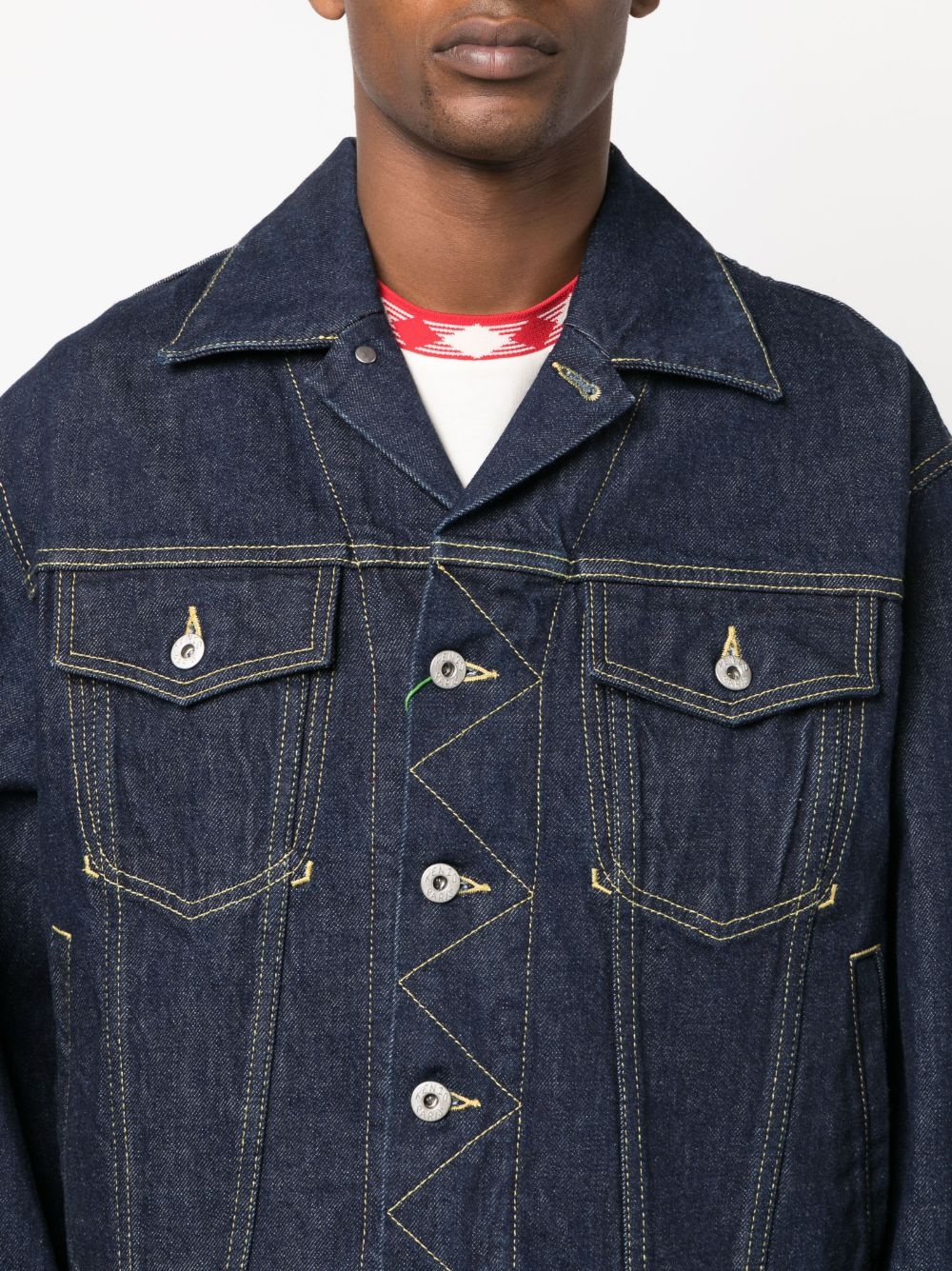 contrast-stitch denim jacket - 5
