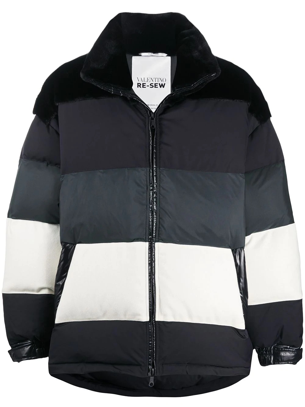 horizontal-stripes oversize puffer jacket - 1