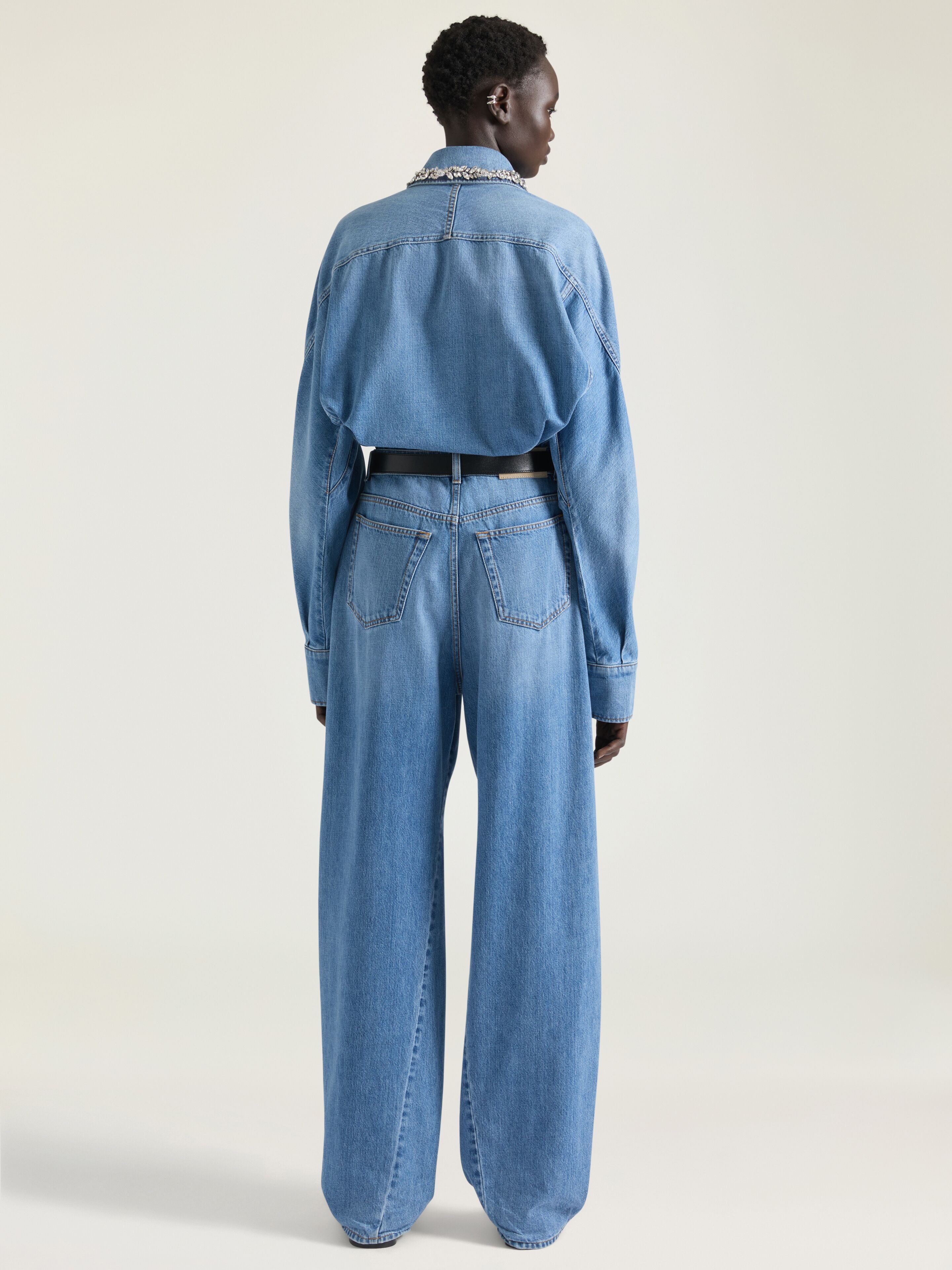 COCOON PANTS IN WASHED DENIM - 3