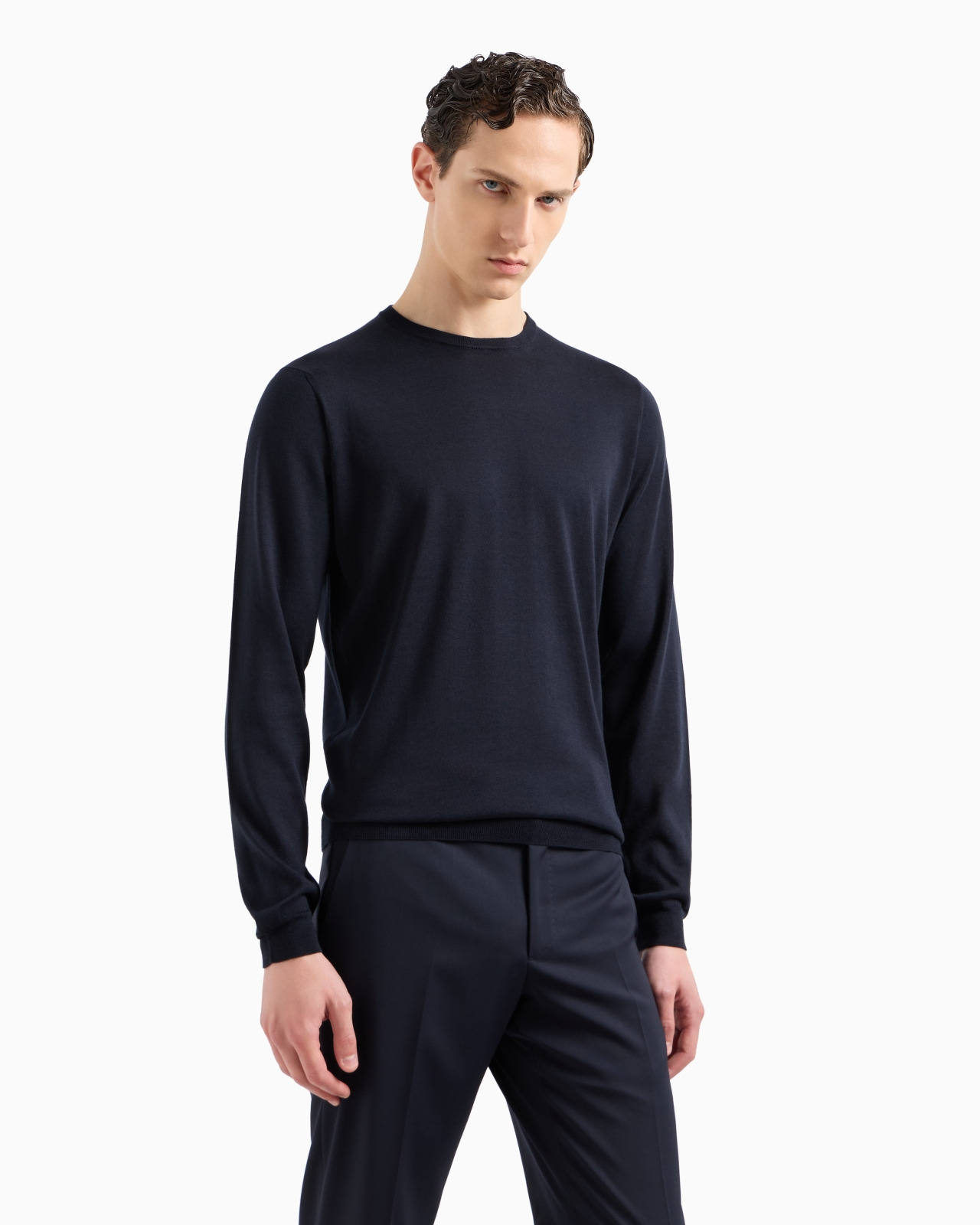 Long-sleeved, crew-neck jumper in silk and cotton - 4