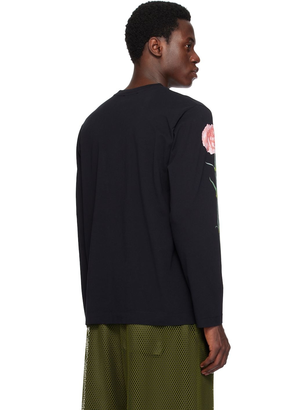 Black Carnation Print Long Sleeve T-shirt - 3