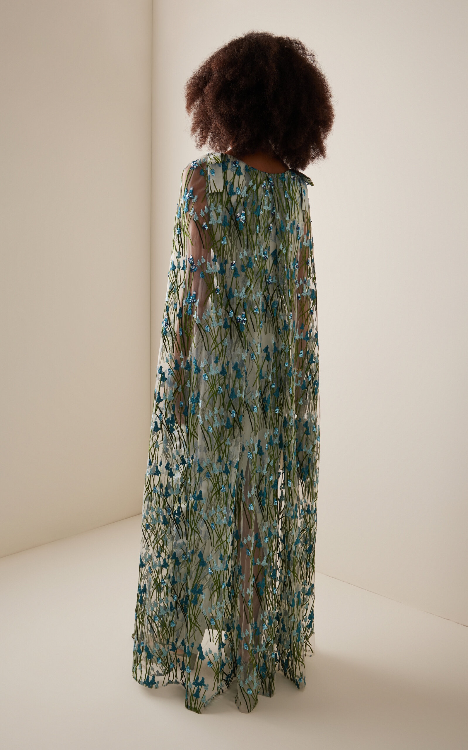Charlene Embroidered Crepe Maxi Dress blue - 4