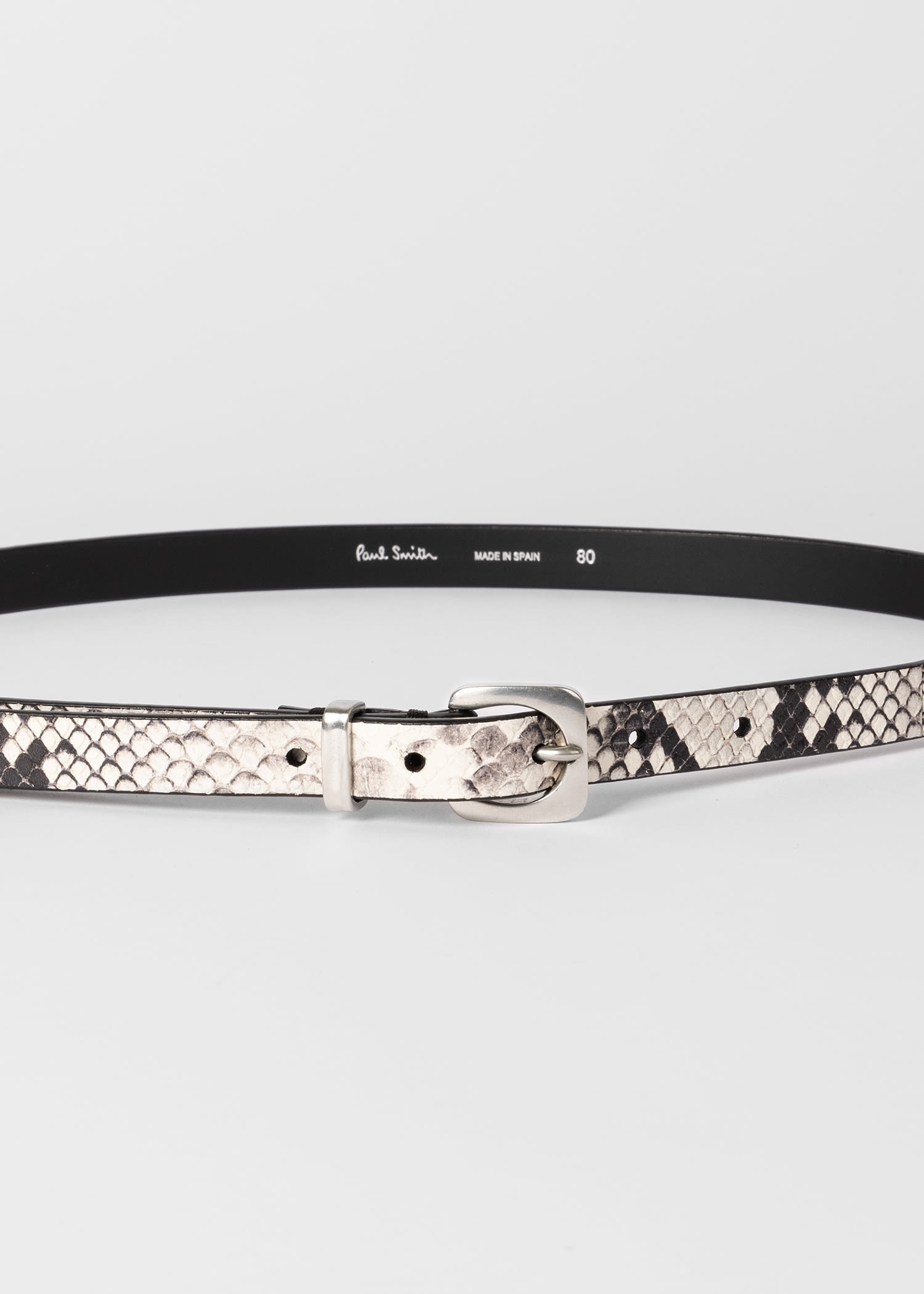 Cream Snake Print Belt - 2