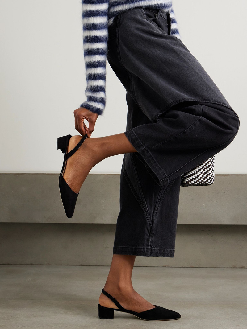 Manolo Blahnik Aspro 30 suede slingback pumps Black outlook