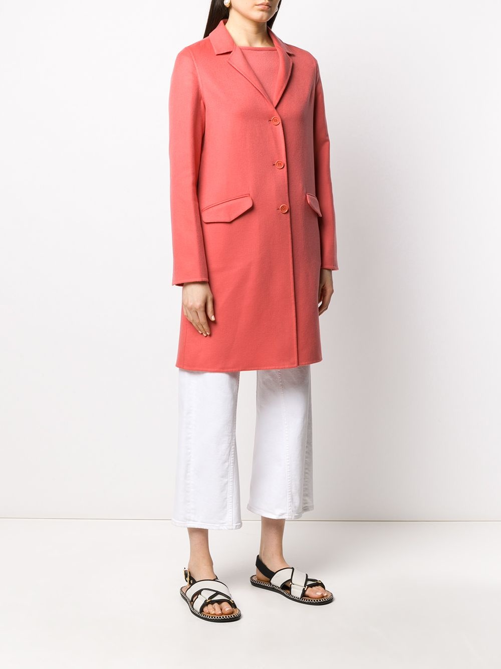single breasted mid-length coat - 3