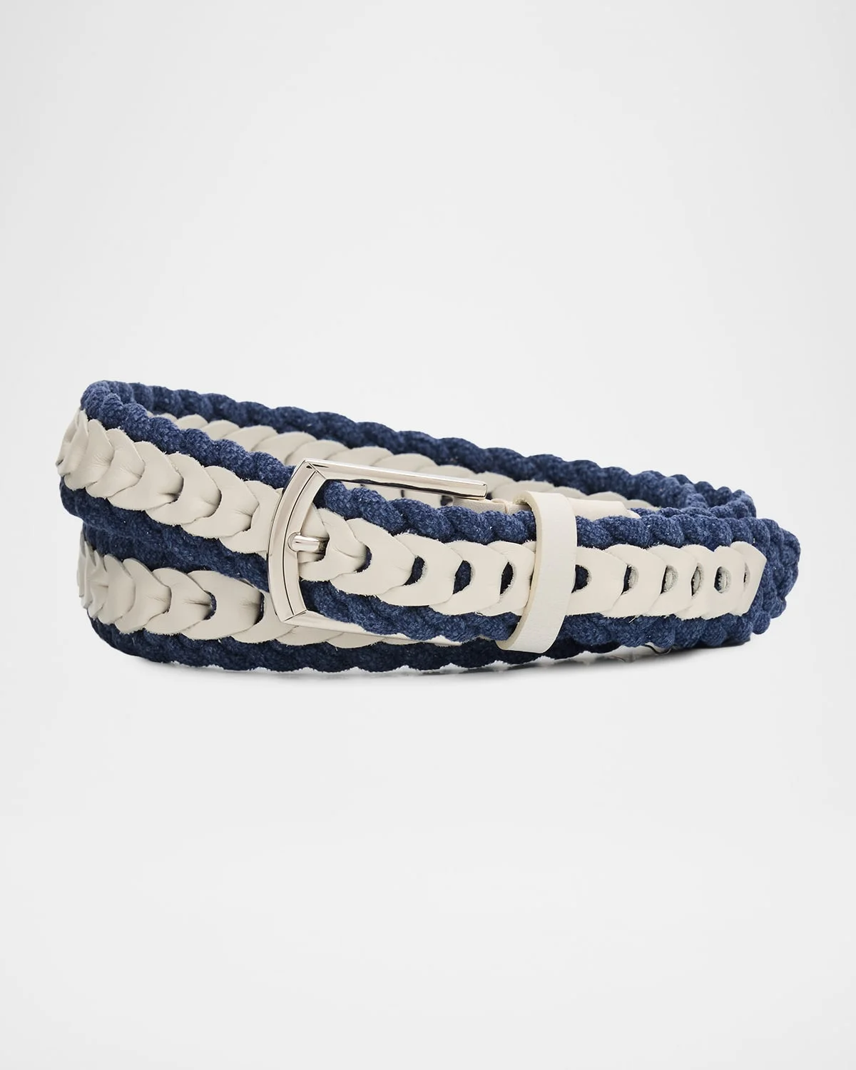 Men's Two-Tone Woven Leather Belt - 1