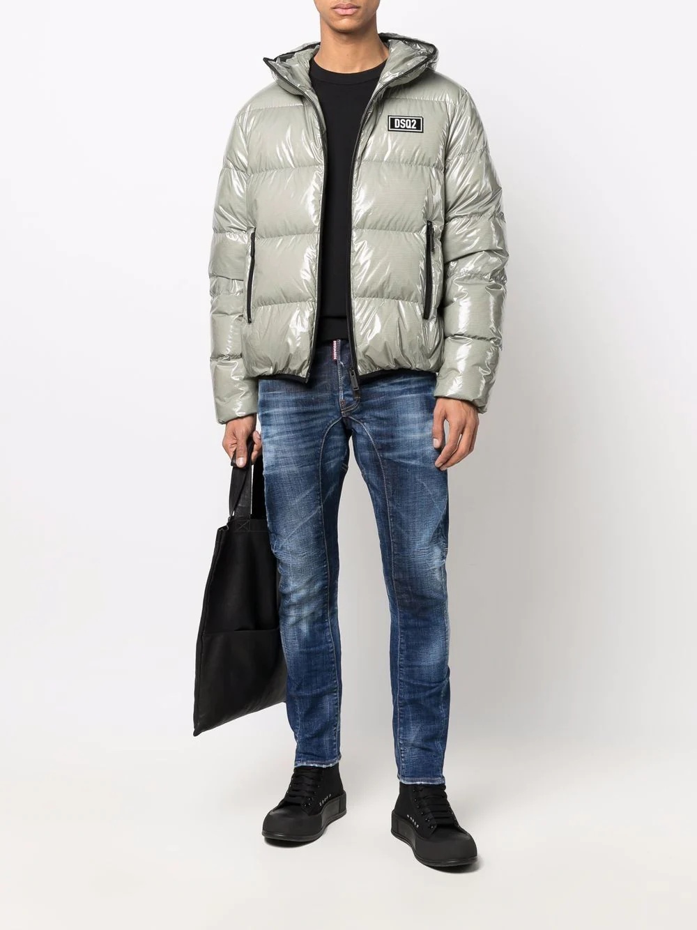 high-shine hooded down jacket - 2