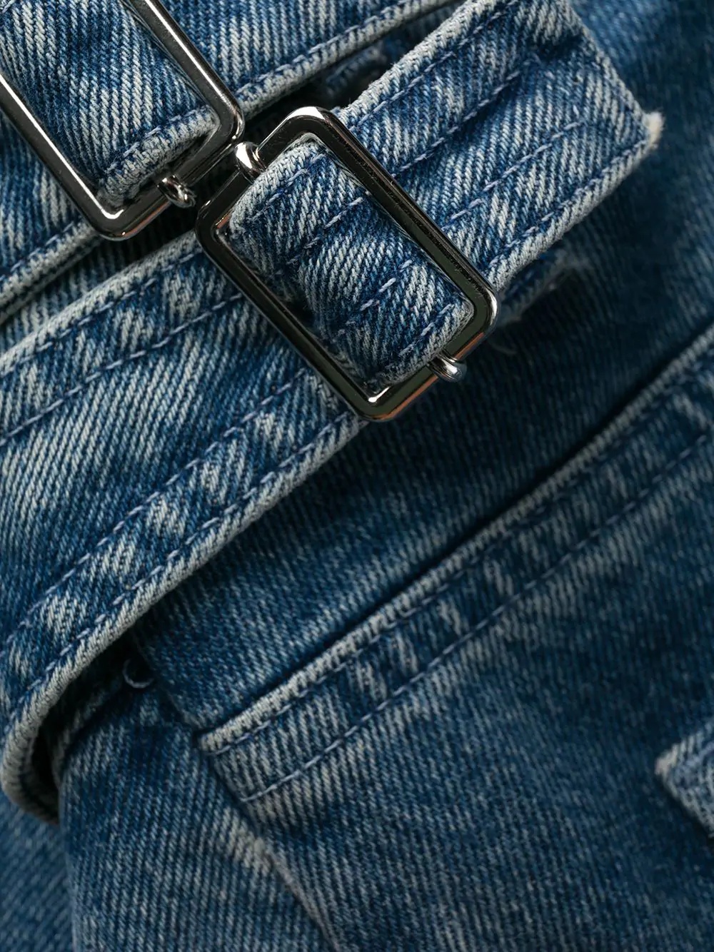 buckle detail denim skirt - 6