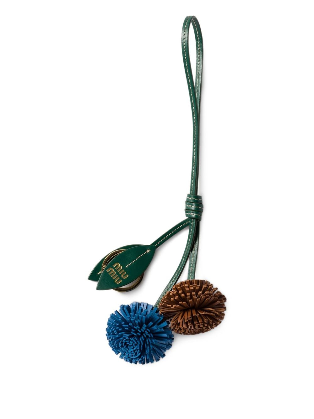 leather leaf-detail keyring - 1
