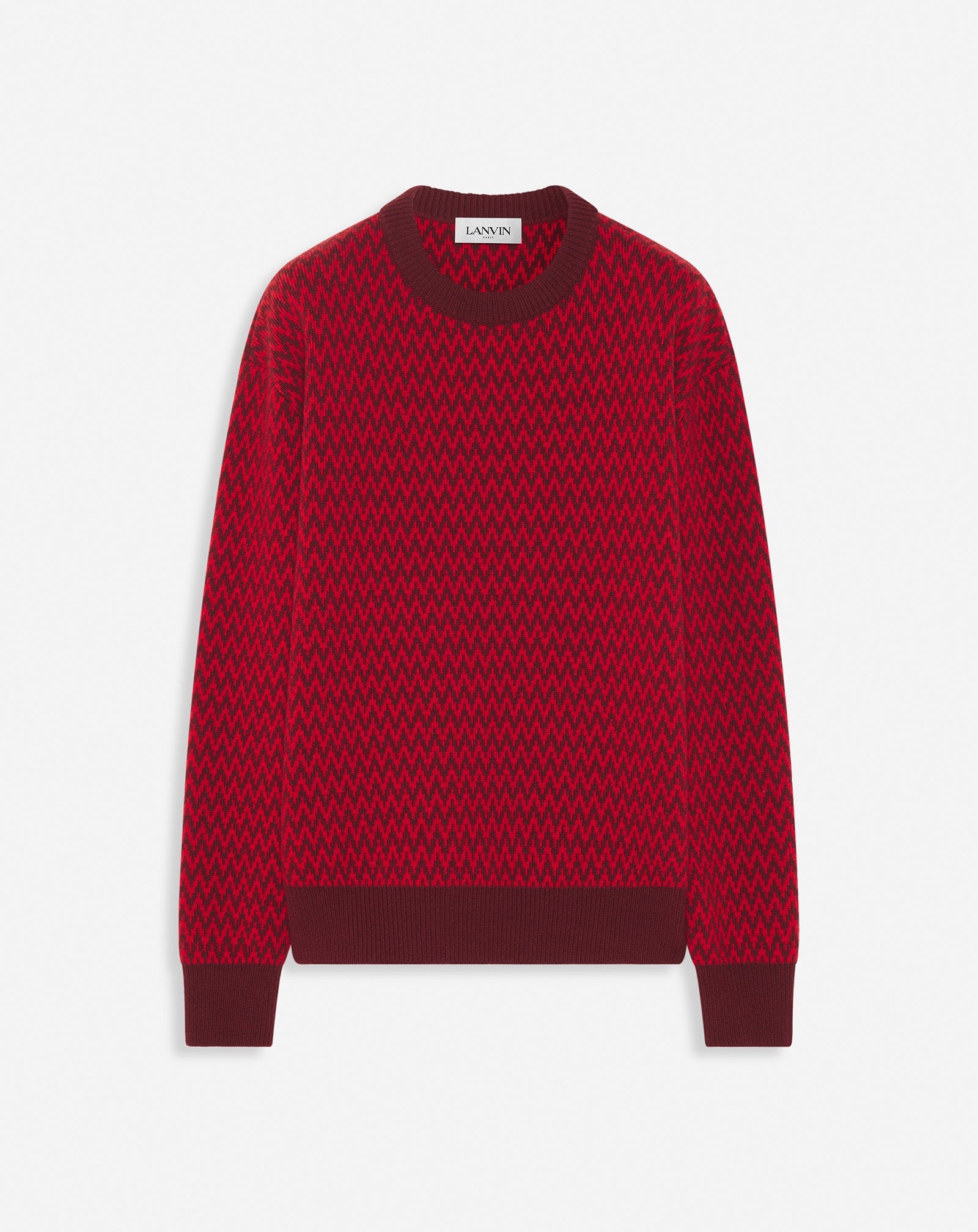 CURB HERRINGBONE CREWNECK SWEATER IN MERINO WOOL - 1