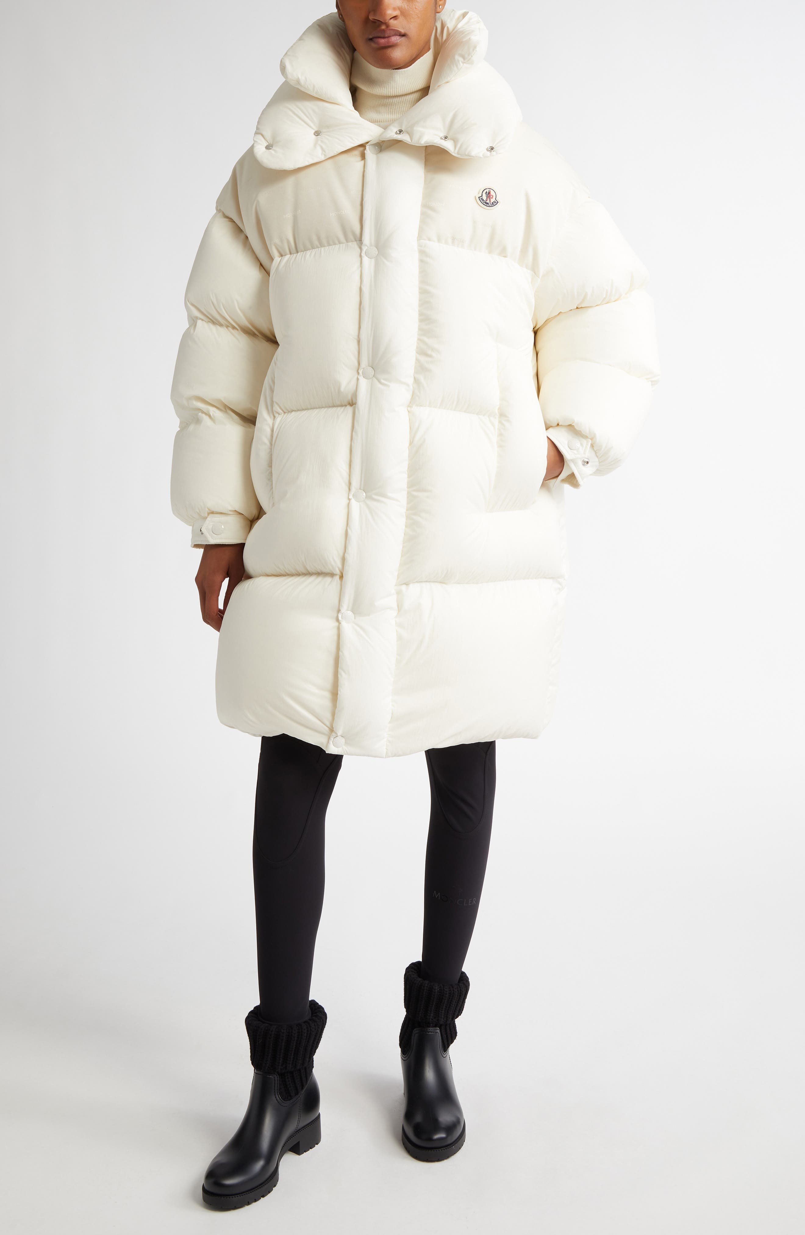 Moncler Verone Longline Down Puffer Parka in Natural at Nordstrom - 2