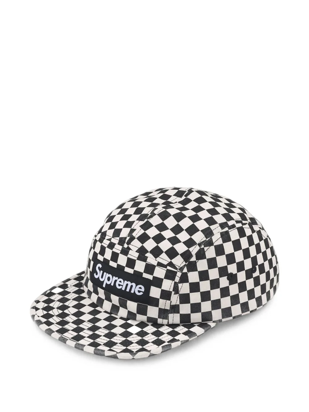 checkerboard-print chino-twill baseball cap - 1