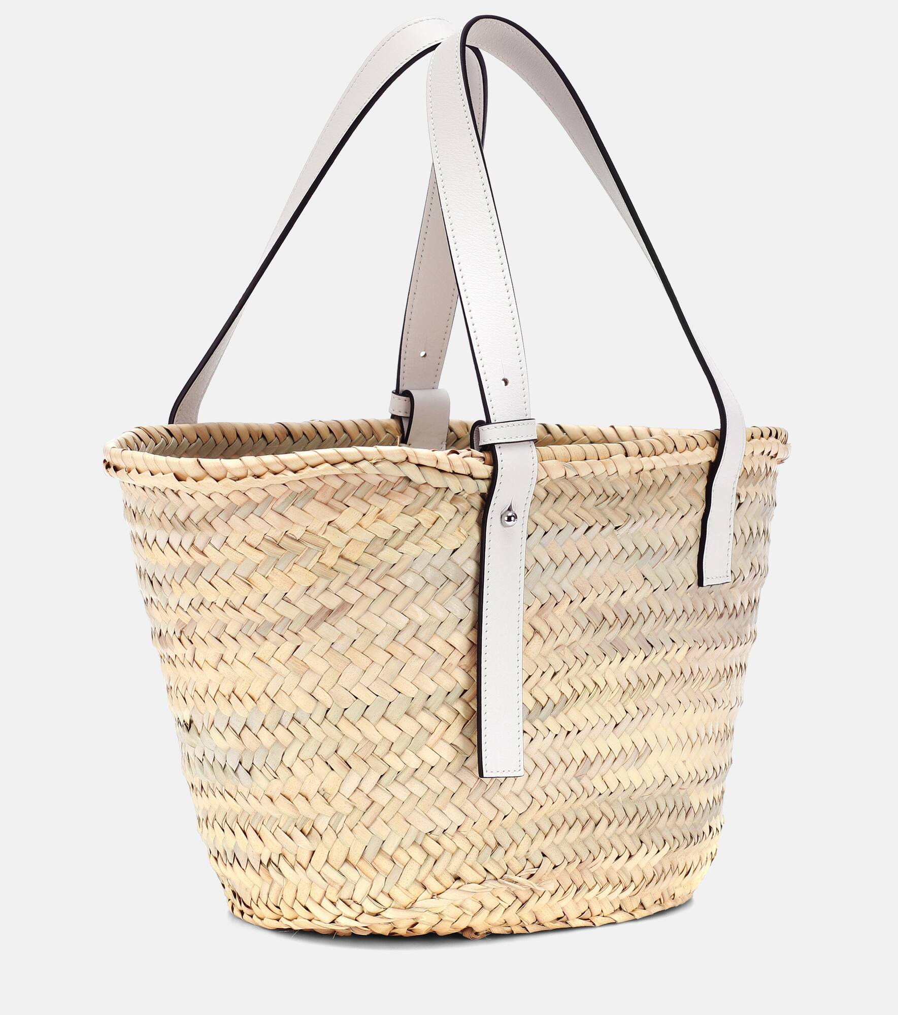 Medium leather-trimmed basket tote - 4
