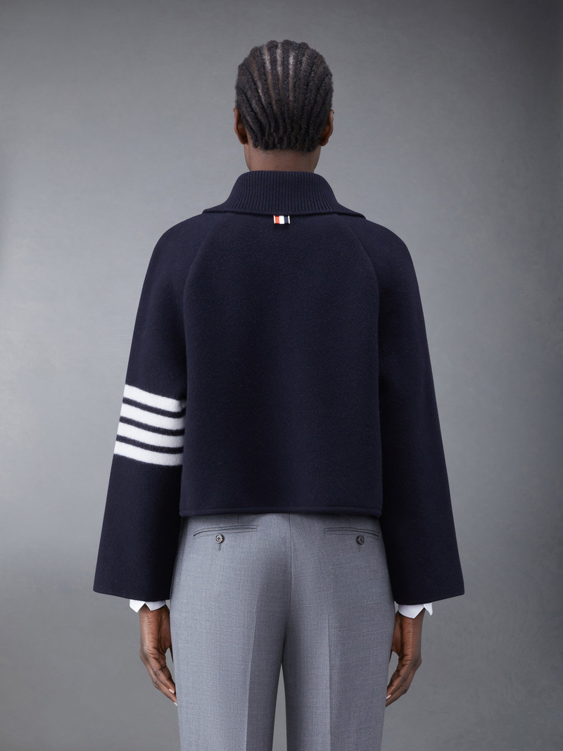Thom Browne Boiled Wool Milano 4-Bar Cropped Car Coat outlook