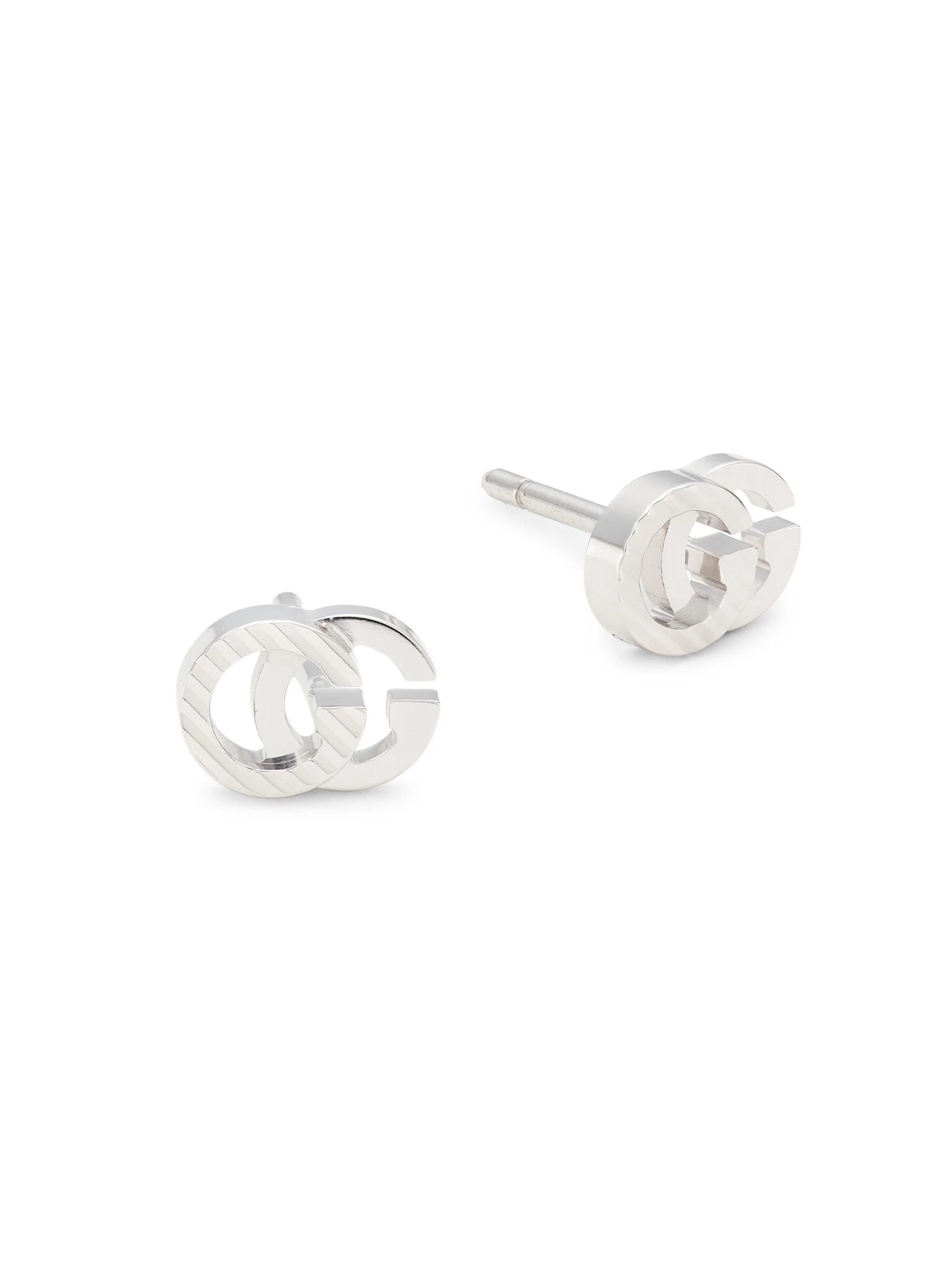 Women's GG Running 18K White Gold Stud Earrings - White Gold - 1