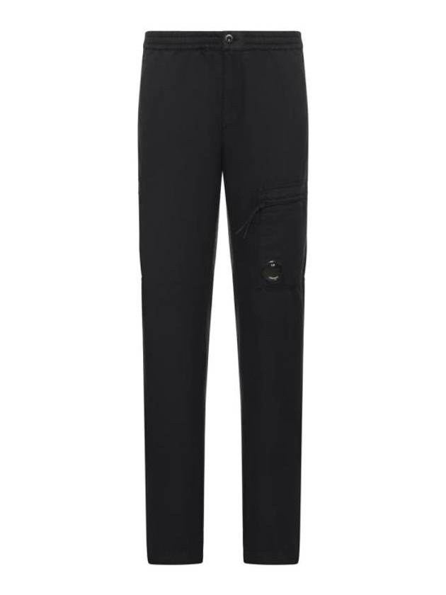 Linen Blend Cargo Straight Pants Black - 1