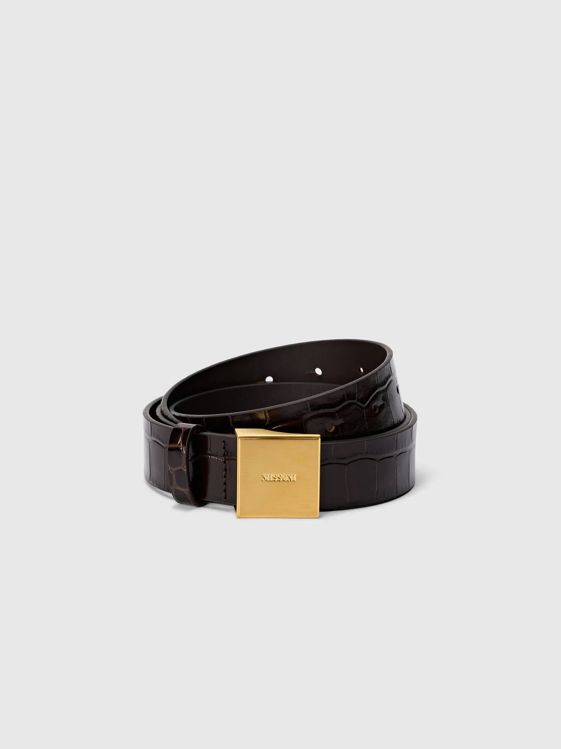 Faux croccodile leather patterned belt - 1