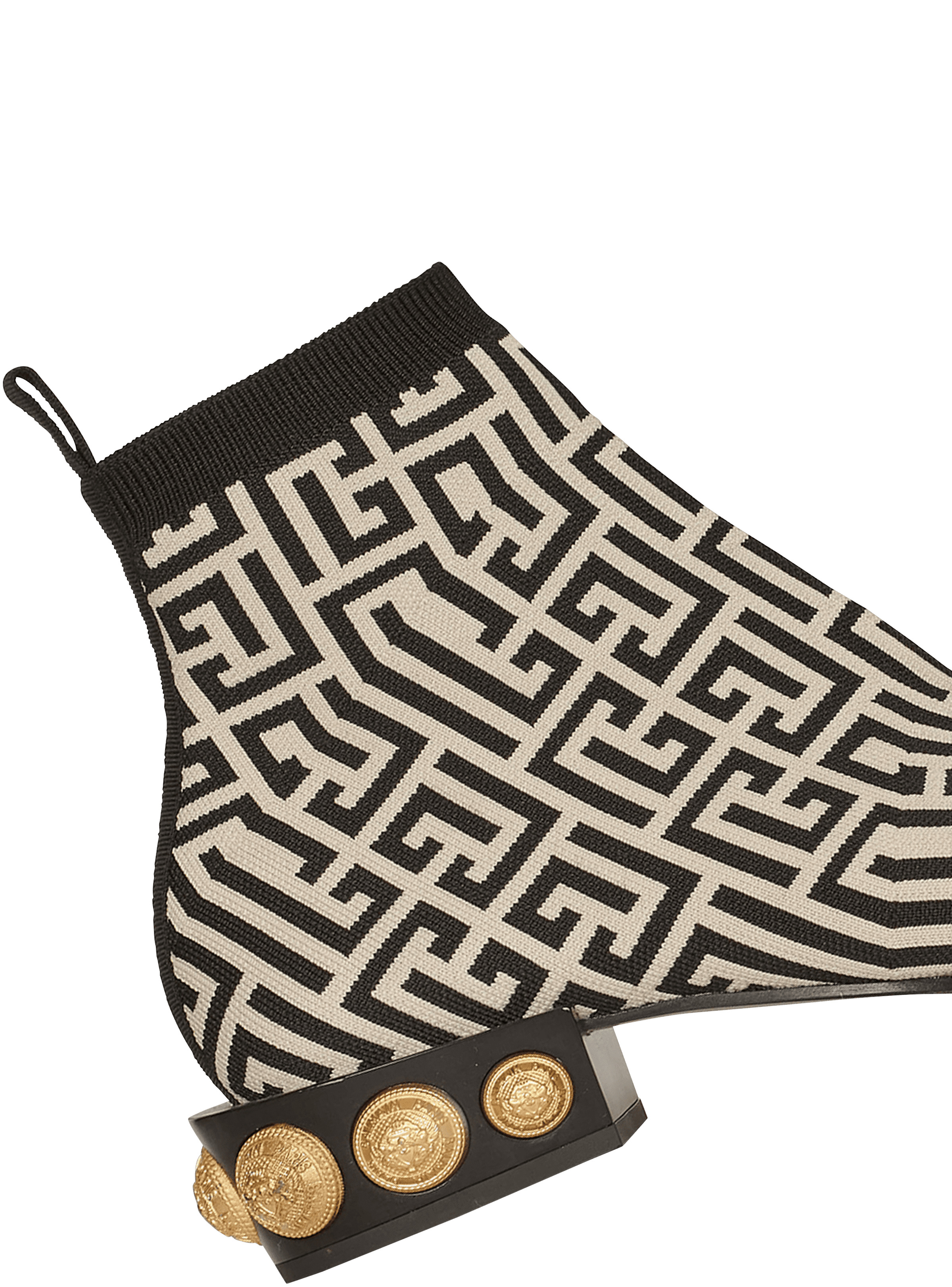 Bicolor stretch knit Coin ankle boots - 6
