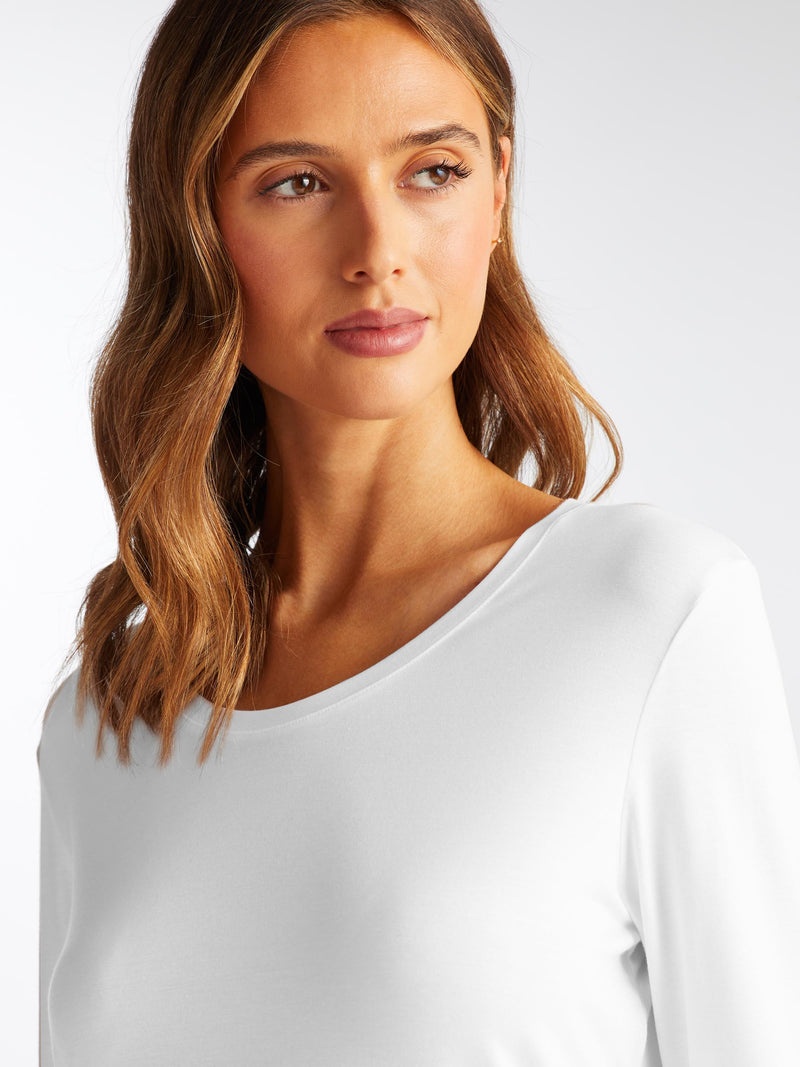 Women's Long Sleeve T-Shirt Lara Micro Modal Stretch White - 5