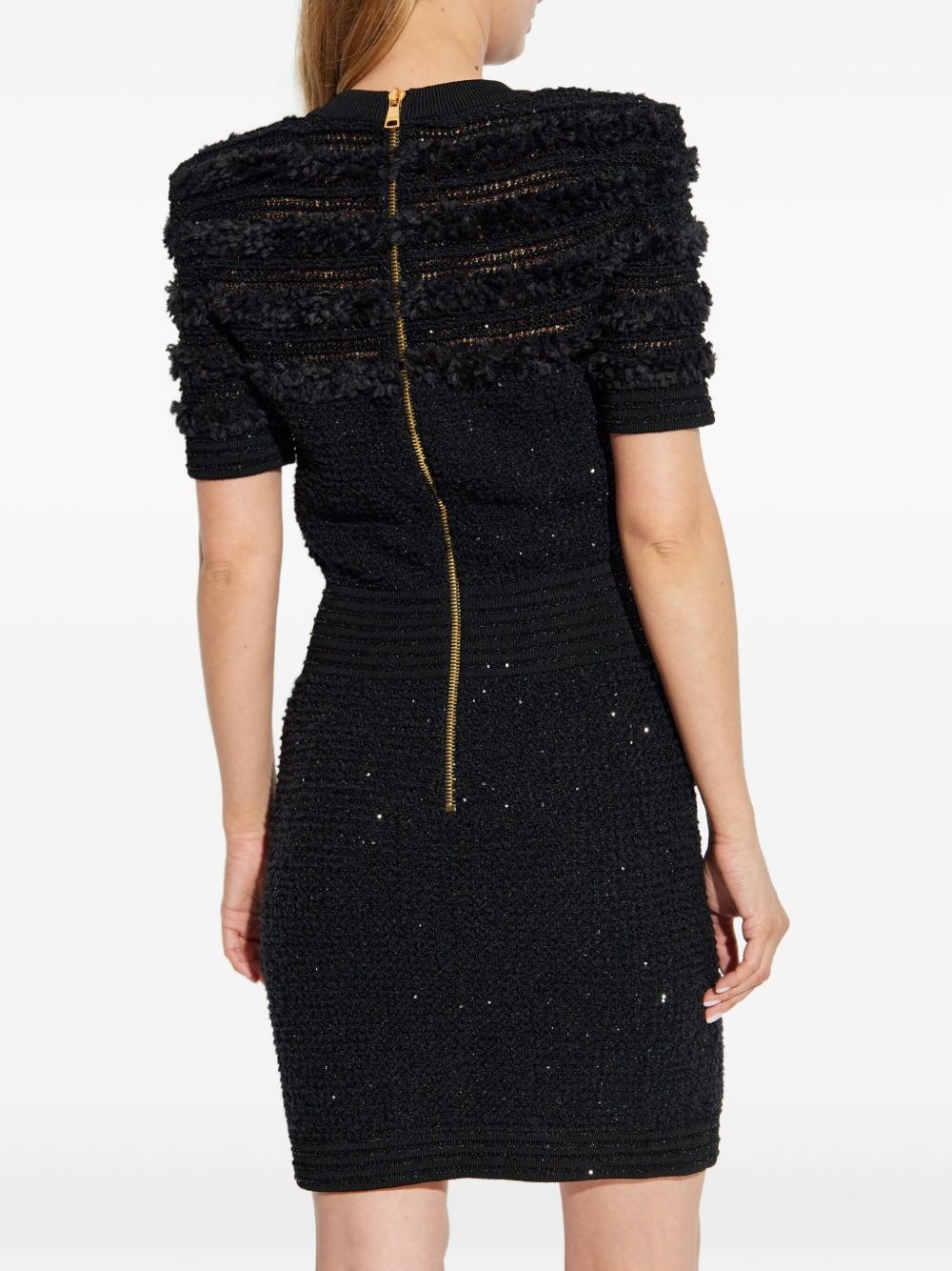 textured short-sleeve dress - 4