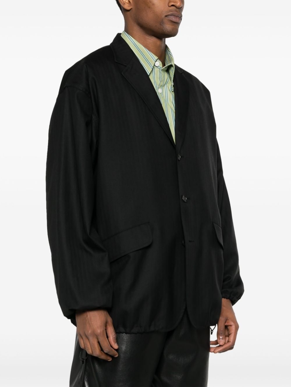 herringbone single-breasted blazer - 3