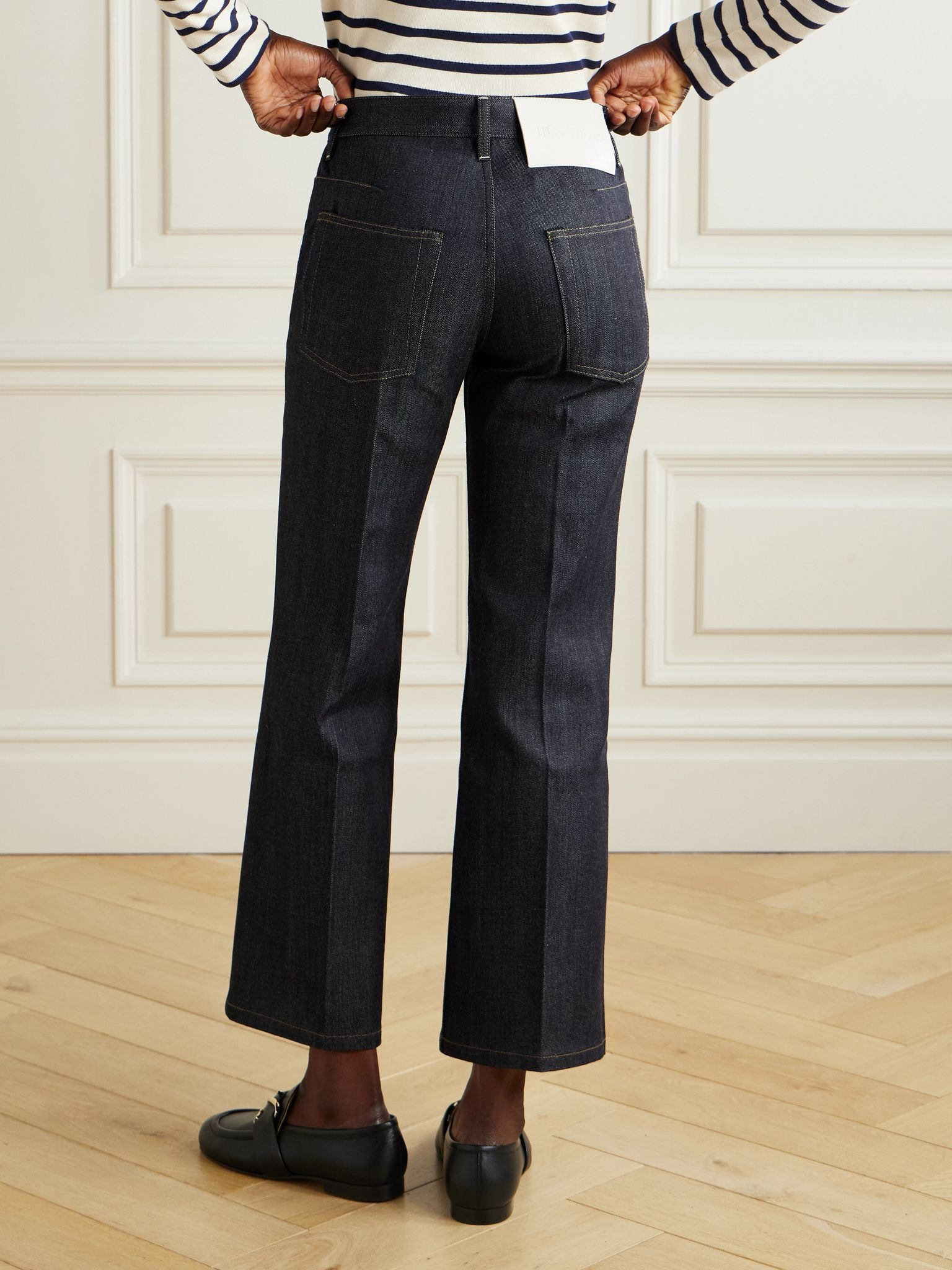 Cropped high-rise flared jeans Dark denim - 4