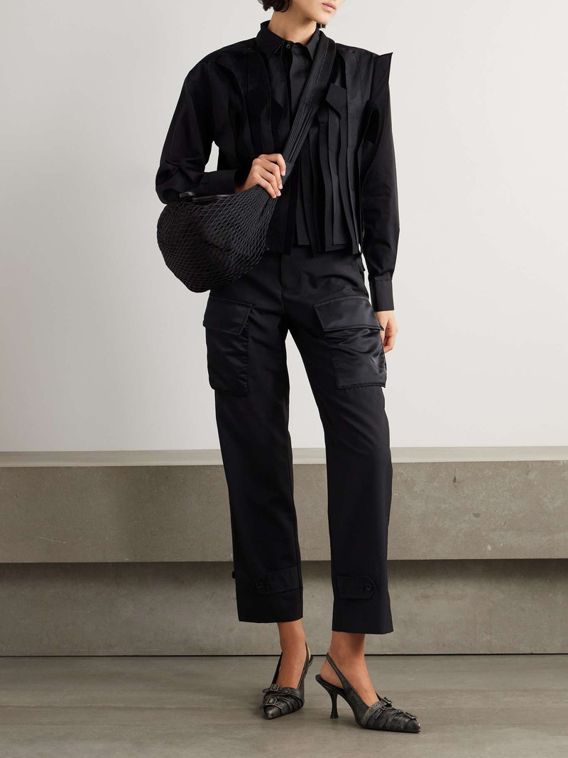 sacai Belted shell-trimmed grain de poudre straight-leg cargo pants outlook