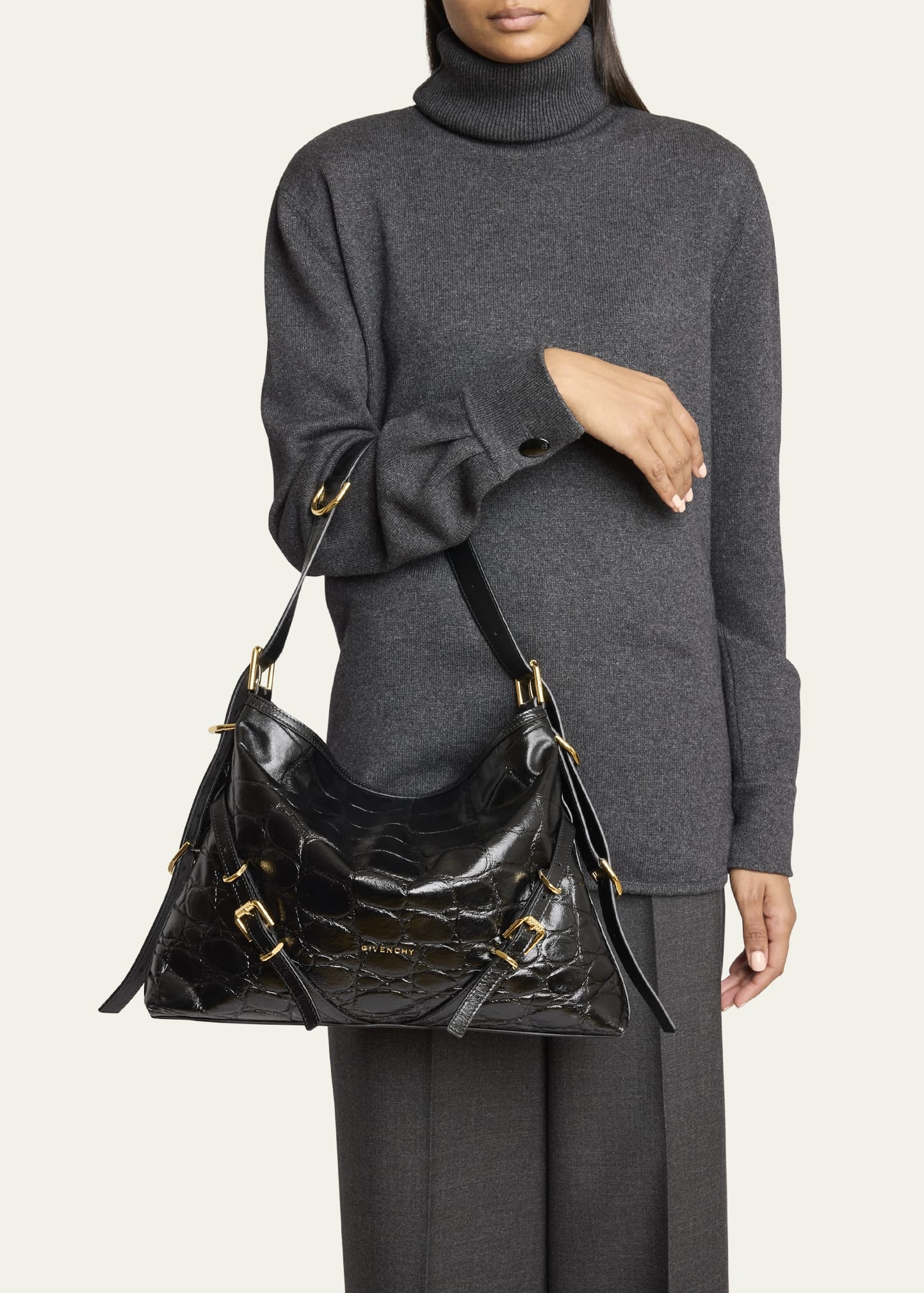 Voyou Medium Bag in Embossed Leather - 2