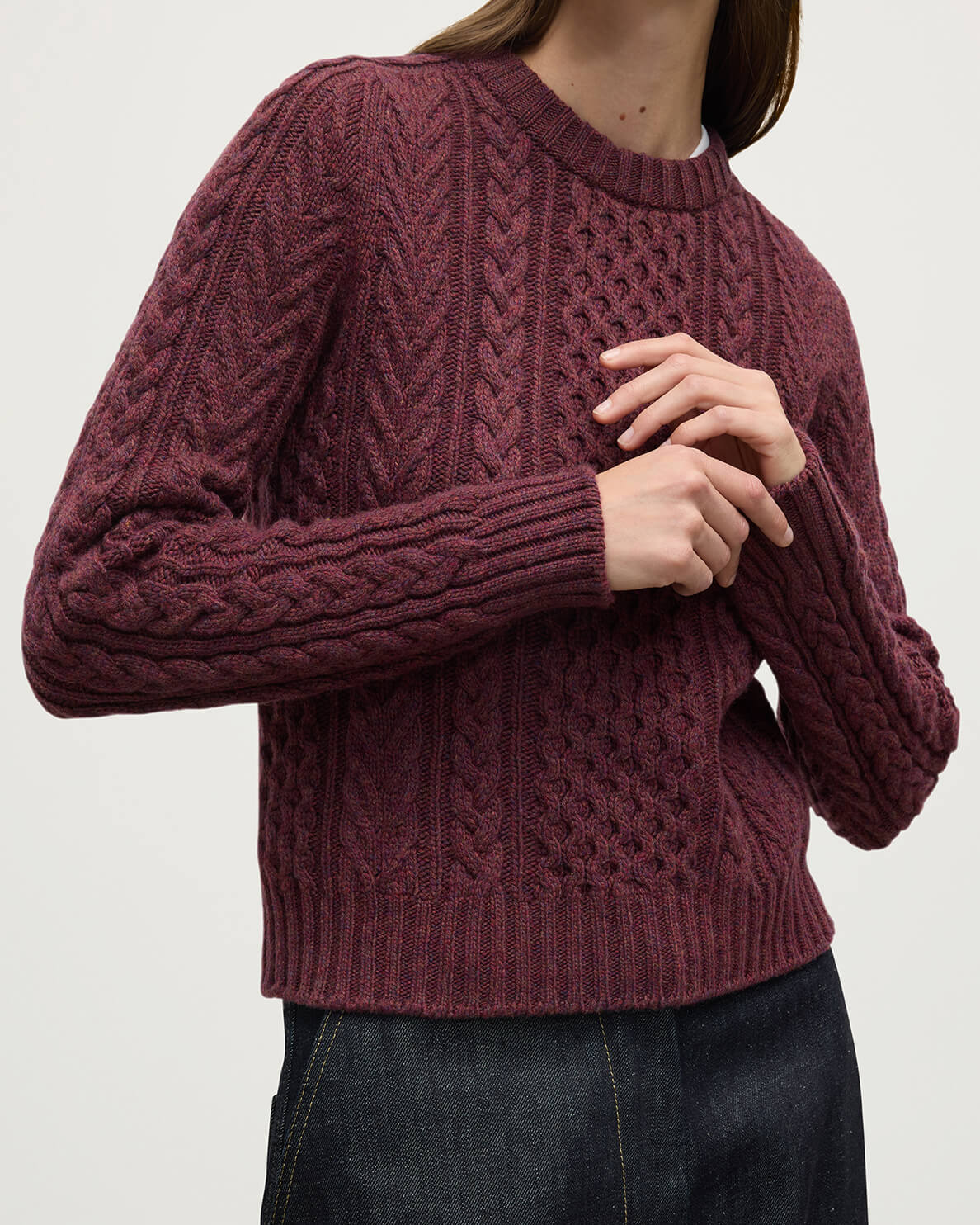 Aran Cable Purple Cashmere Jumper - 5