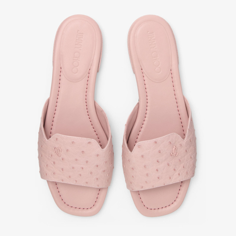Dina Flat Rose Ostrich Leather Flats 3