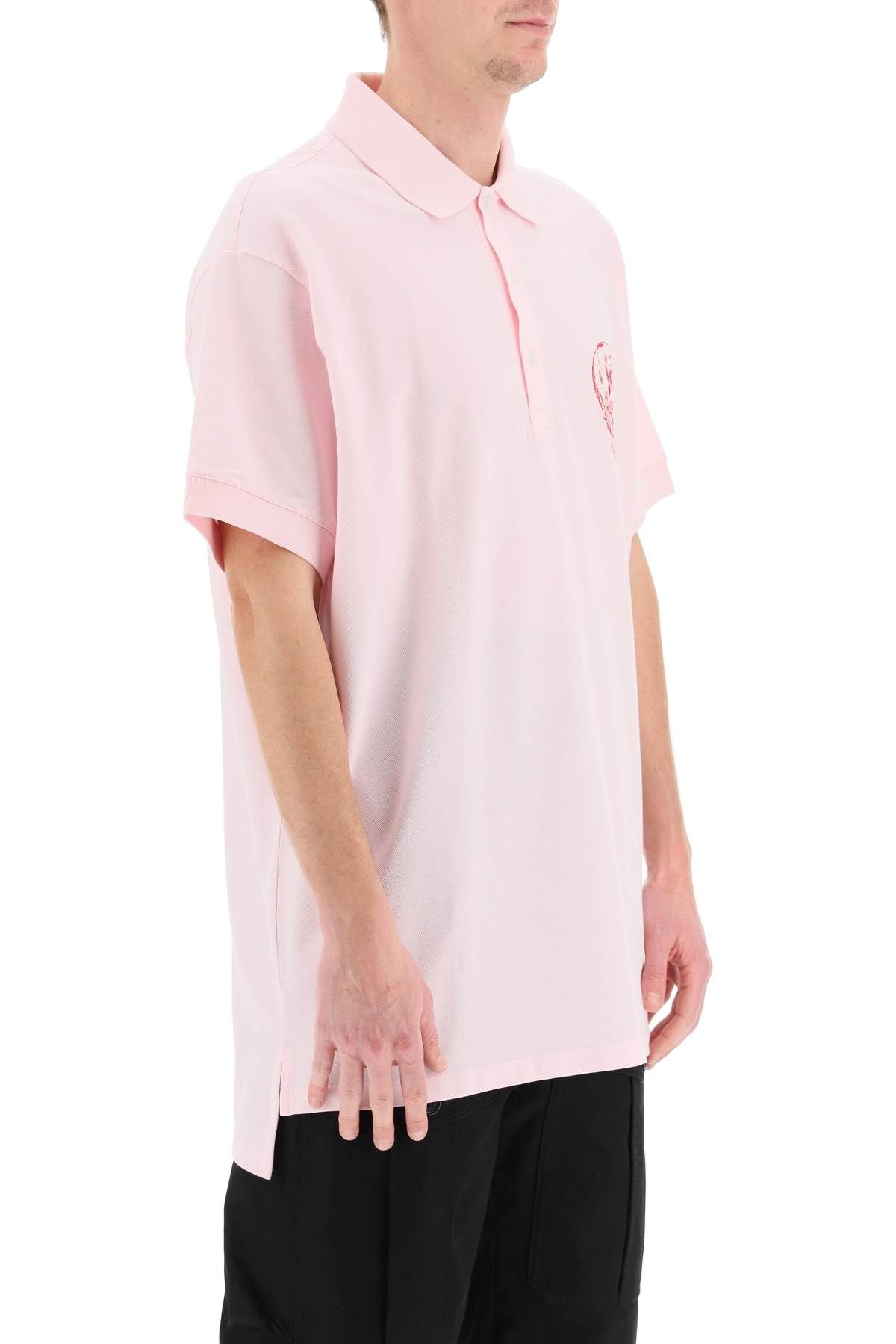 OVERSIZED POLO SHIRT WITH EMBROIDERED SKULL - 3