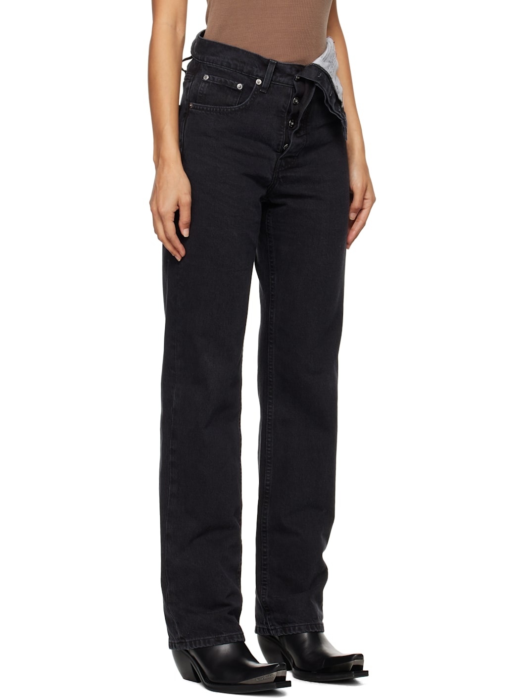 Black Evergreen Asymmetric Jeans - 2