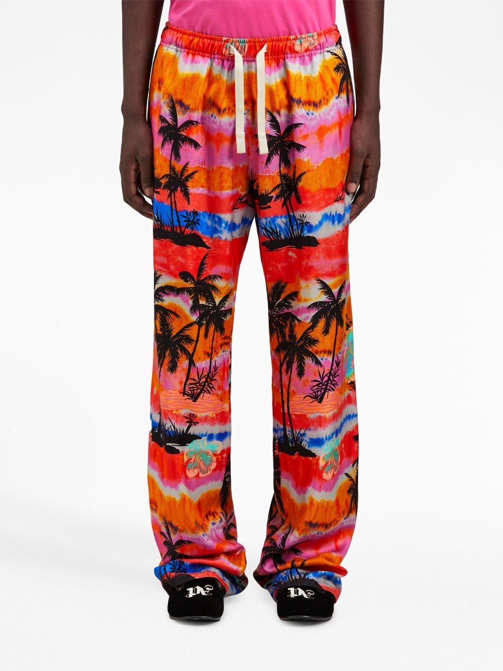psychedelic-palms wide-leg trousers - 3