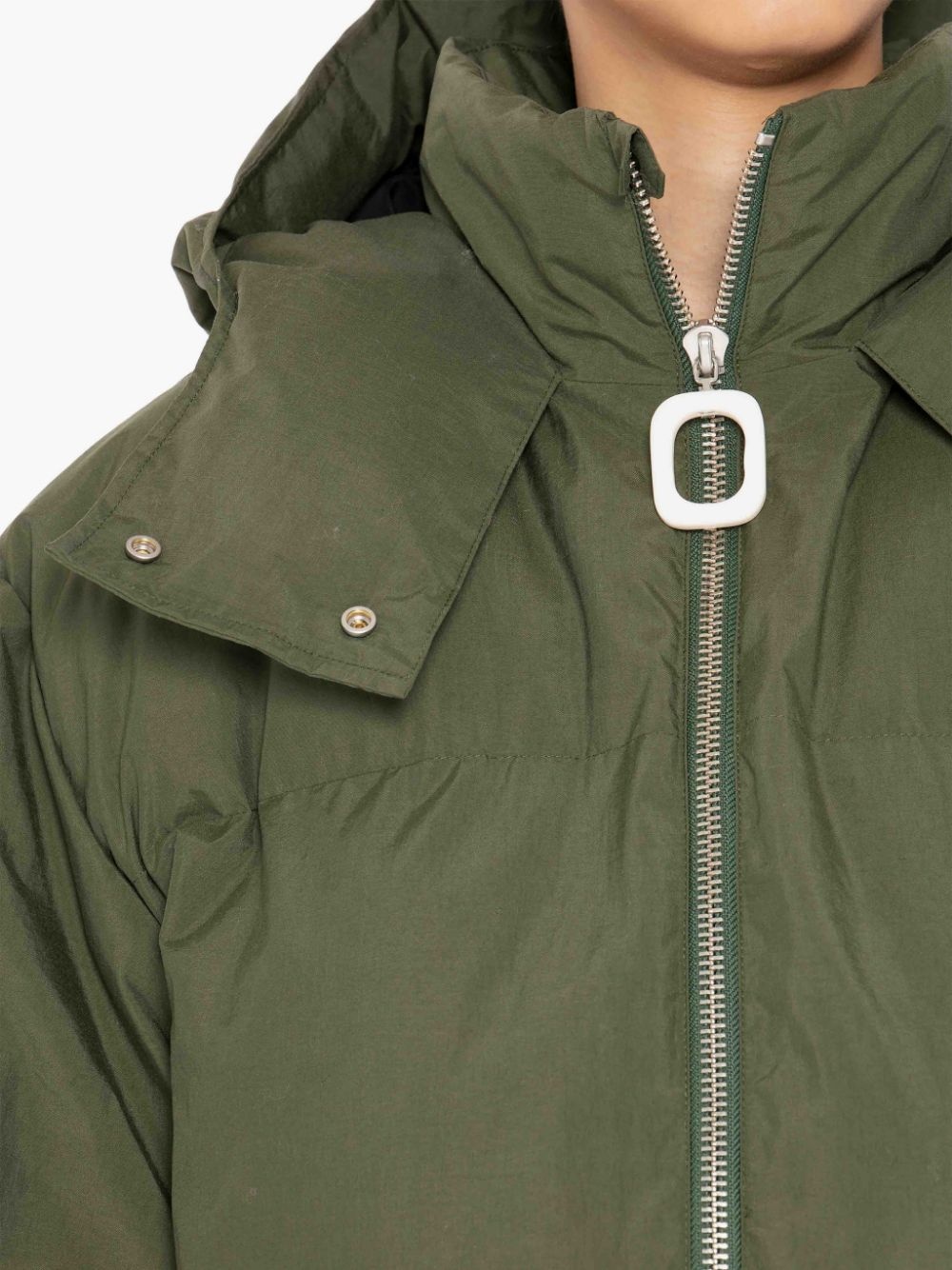 CONTRAST HOOD LONG PUFFER COAT - 5