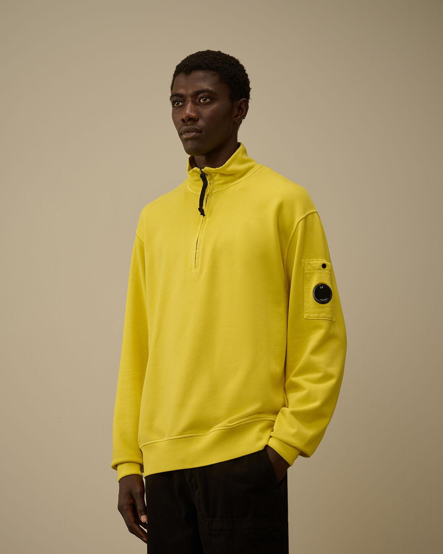 Brushed and Emerized Diagonal Fleece Half Zip Sweatshirt - 3