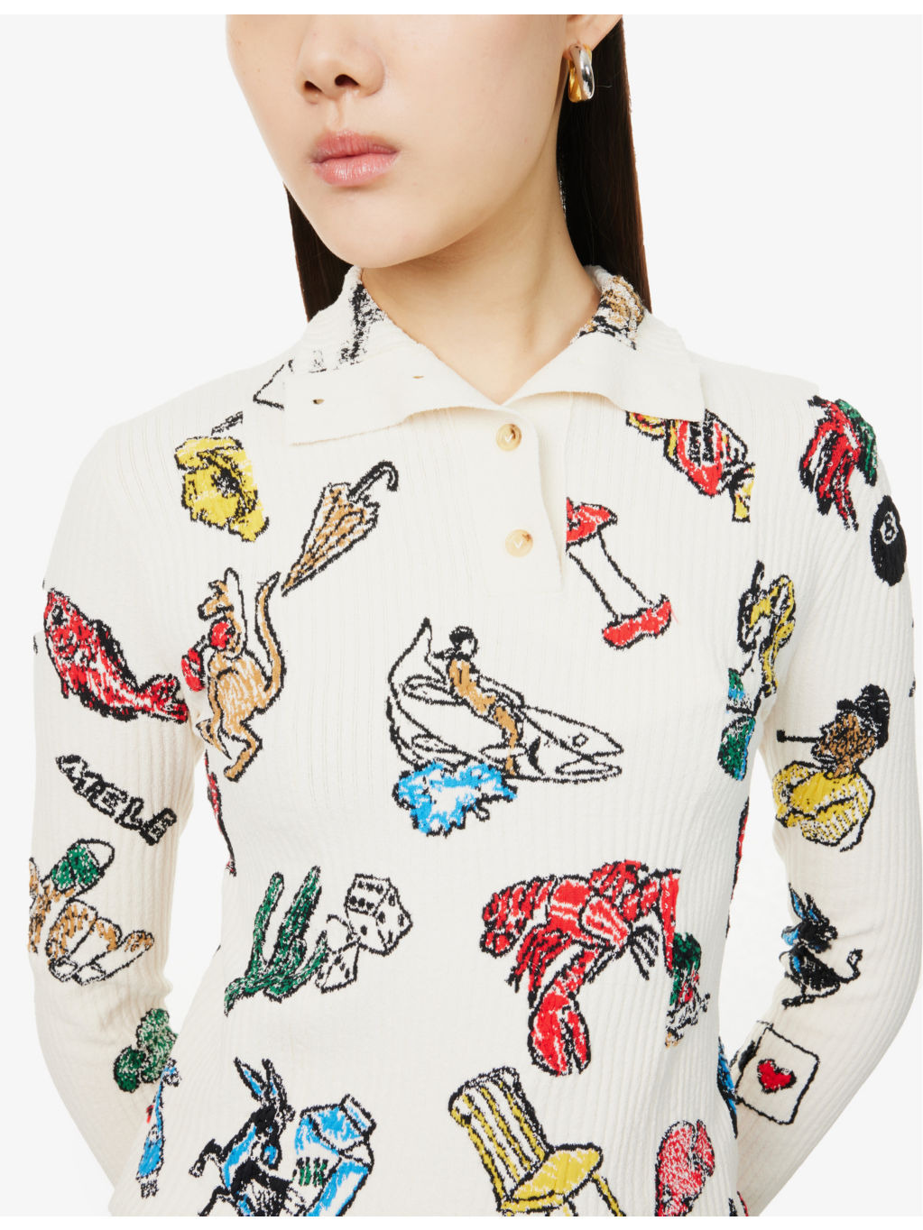 Graphic-print high-neck knitted top - 5