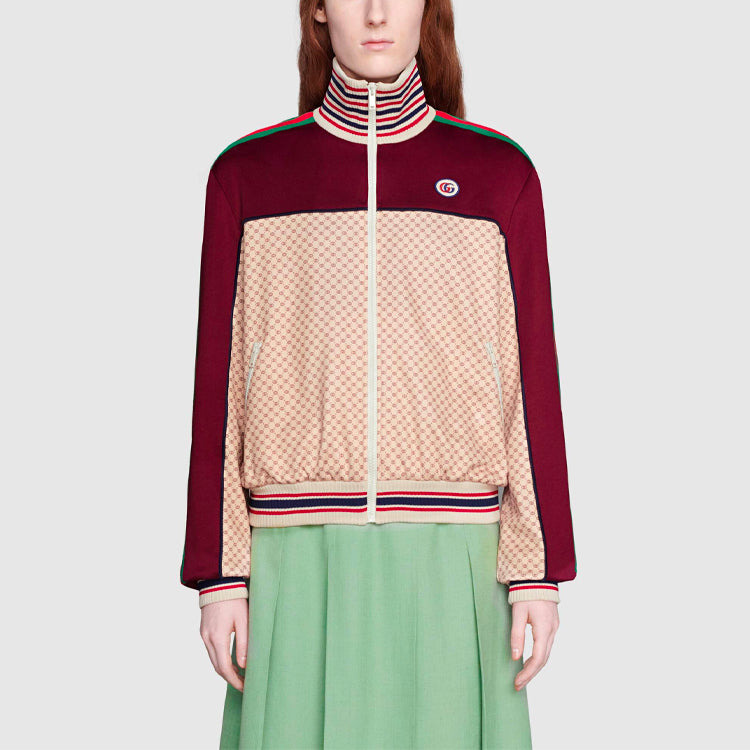 (WMNS) Gucci Interlocking Print Jersey Jacket 'Beige Bordeaux' 655196-XJDFP-9115 - 2