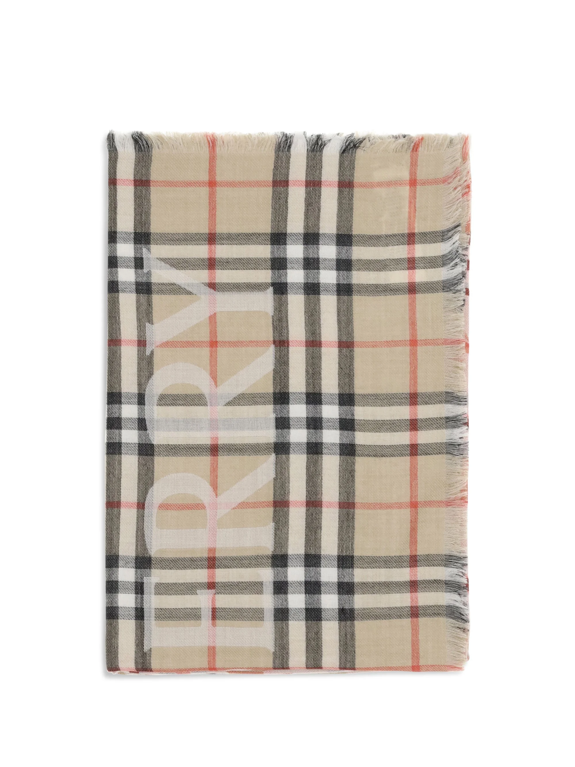 Burberry Men Wide Wool And Silk Check Scarf With Ekd - 1