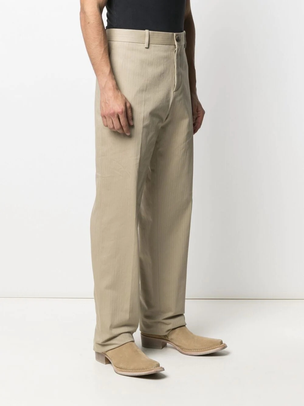 straight-leg herringbone trousers - 3