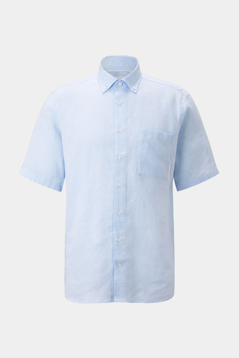 Linen short-sleeved shirt Lykos in Light blue 1