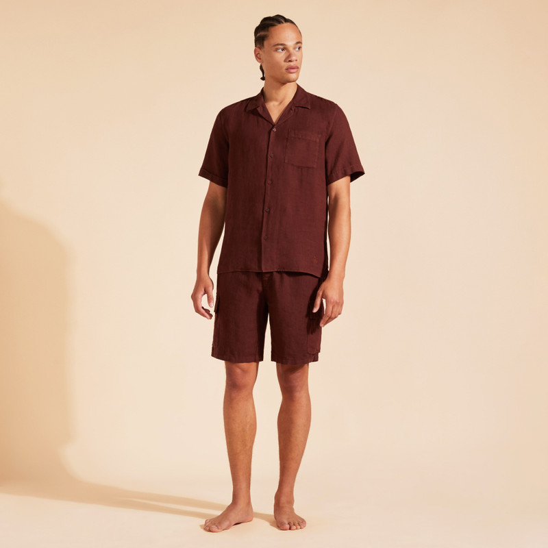 Vilebrequin Men Bowling Linen Shirt Solid outlook