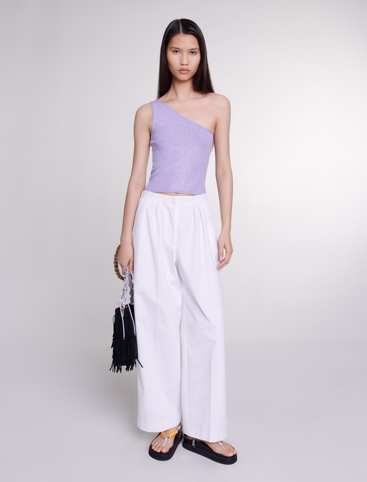 Metallic asymmetrical crop top - 8
