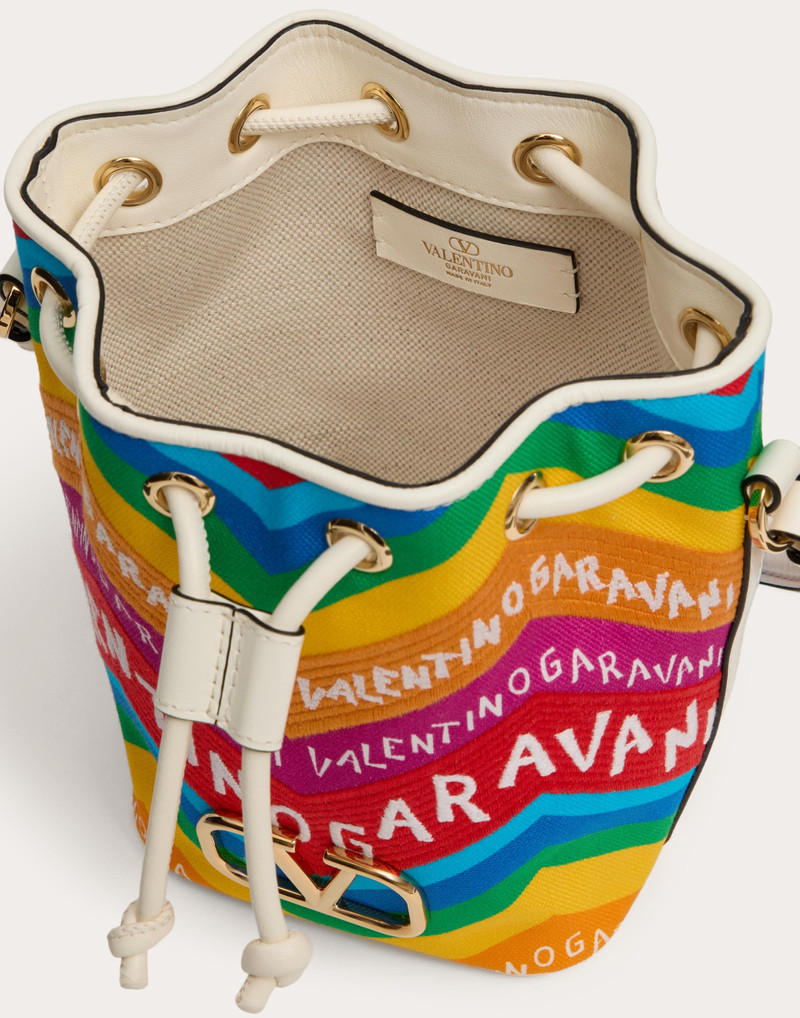 Valentino VALENTINO GARAVANI ESCAPE MINI BUCKET BAG IN CANVAS WITH CHEVRON24 PRINT outlook
