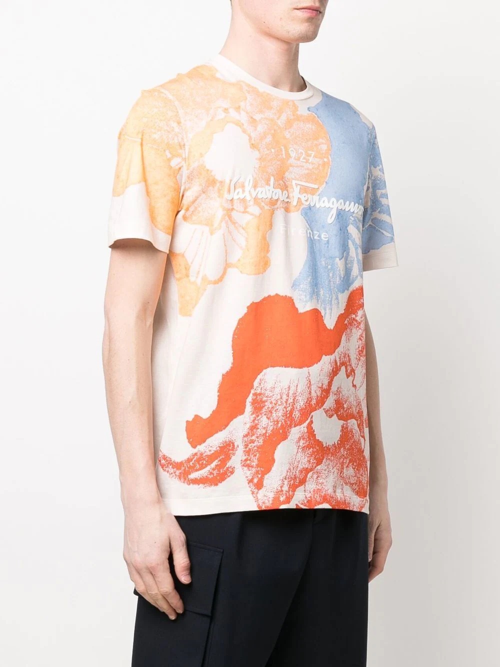 abstract-print round-neck T-shirt - 3